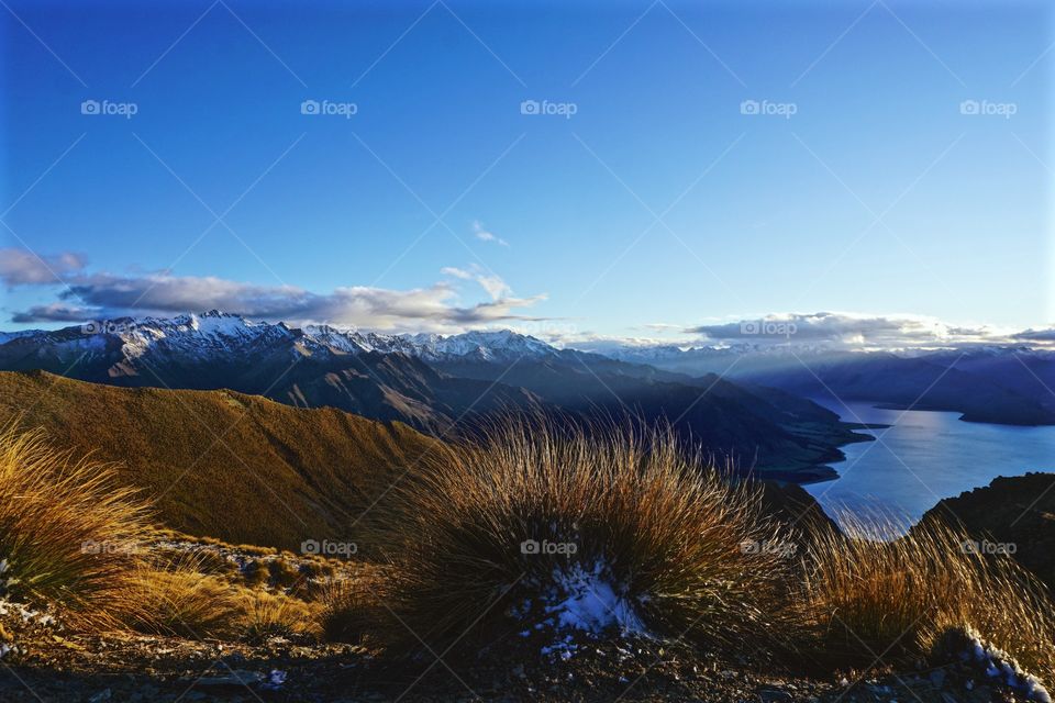 High angle view of idyllic lake