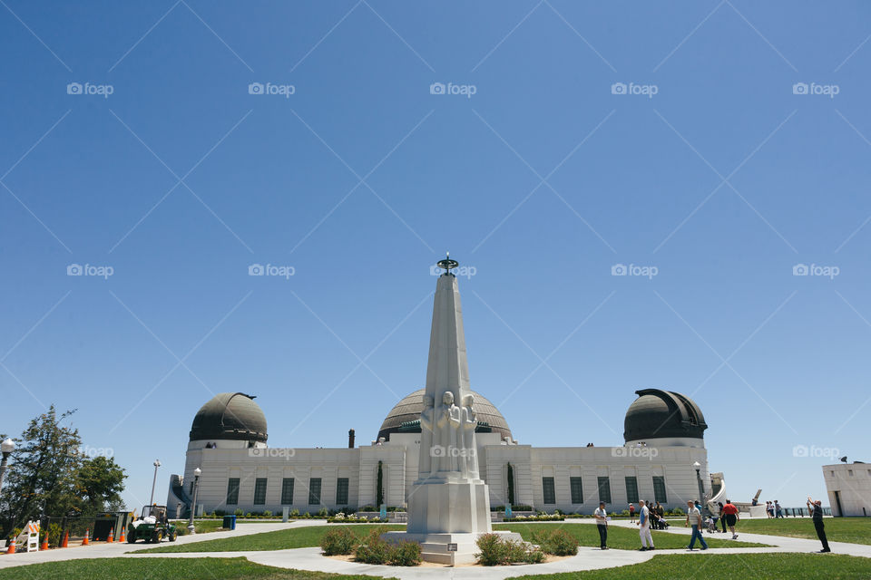 Wide angle of the Griffith Observatory in Los Angeles 