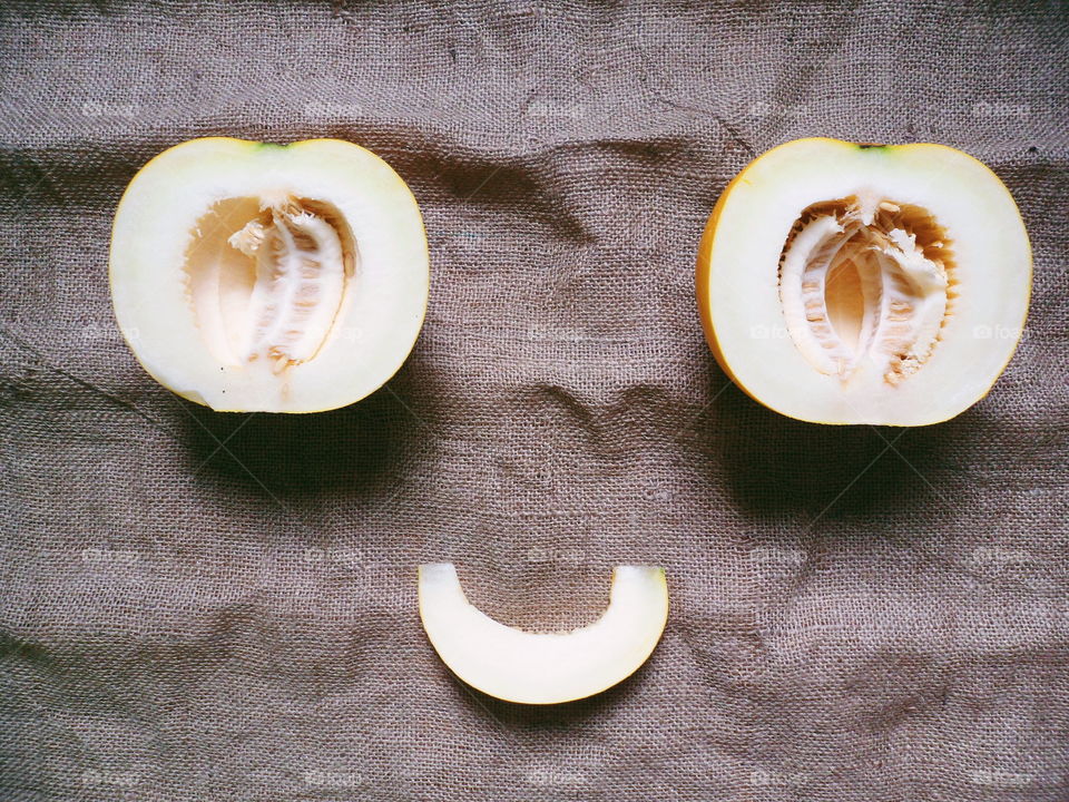 sliced ​​melon lie on the table