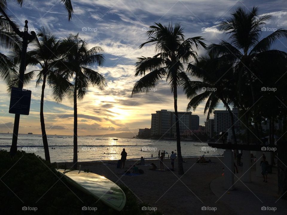 Sunset waikiki beach