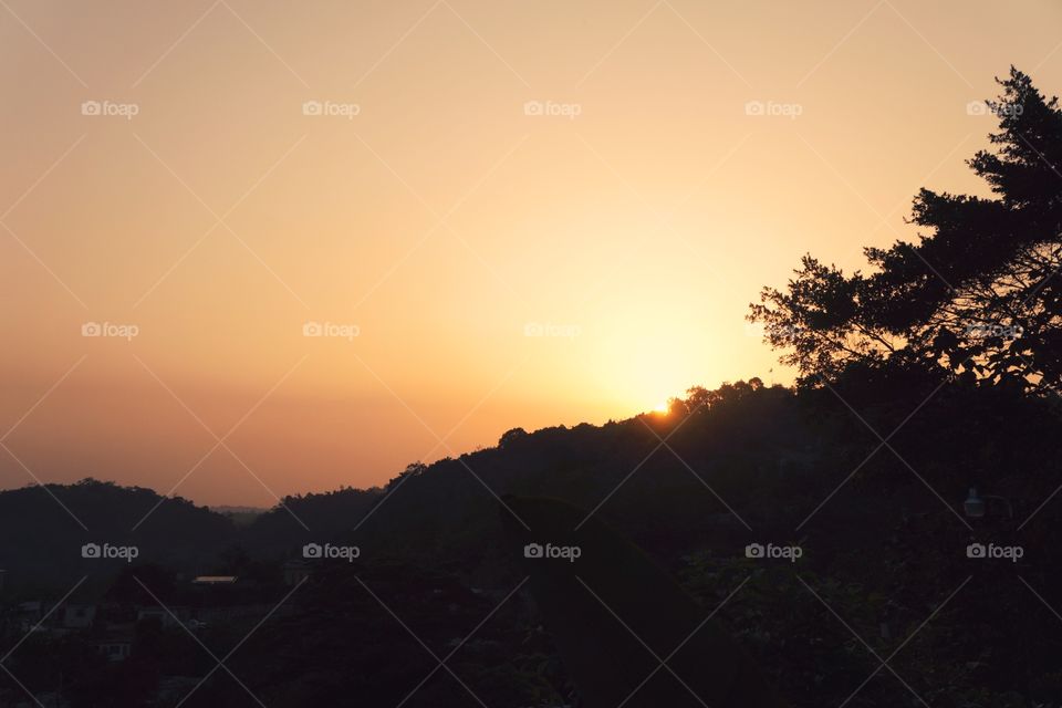 Sunset, Dawn, Landscape, Fog, Silhouette