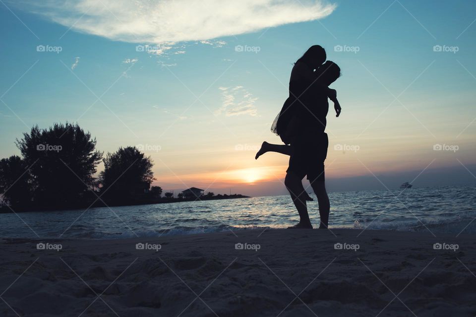 Hug at beach 