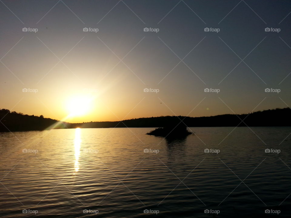 Just a Sunset. a lake and an island, Lake Depot, 5 minutes outside Elliot Lake, Ontario 