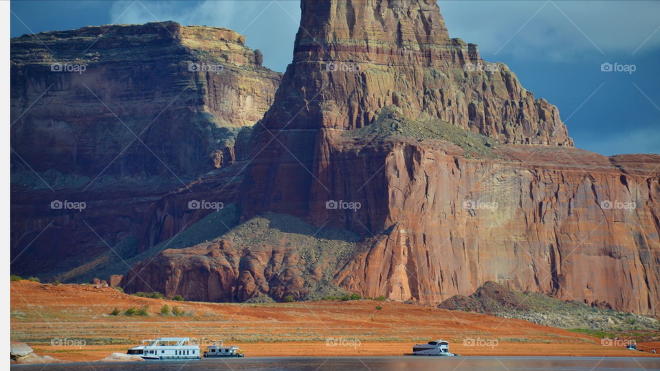 Lake Powell in Arizona USA. Rainbow Bridge boat tour at Lake Powell in Page, Arizona