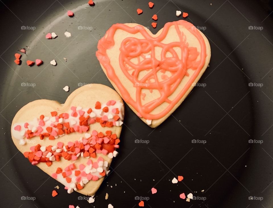 Valentine’s Day cookies on a plate 