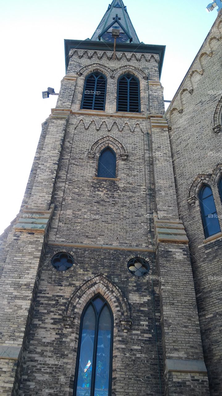 Church Tower. church tower with windows