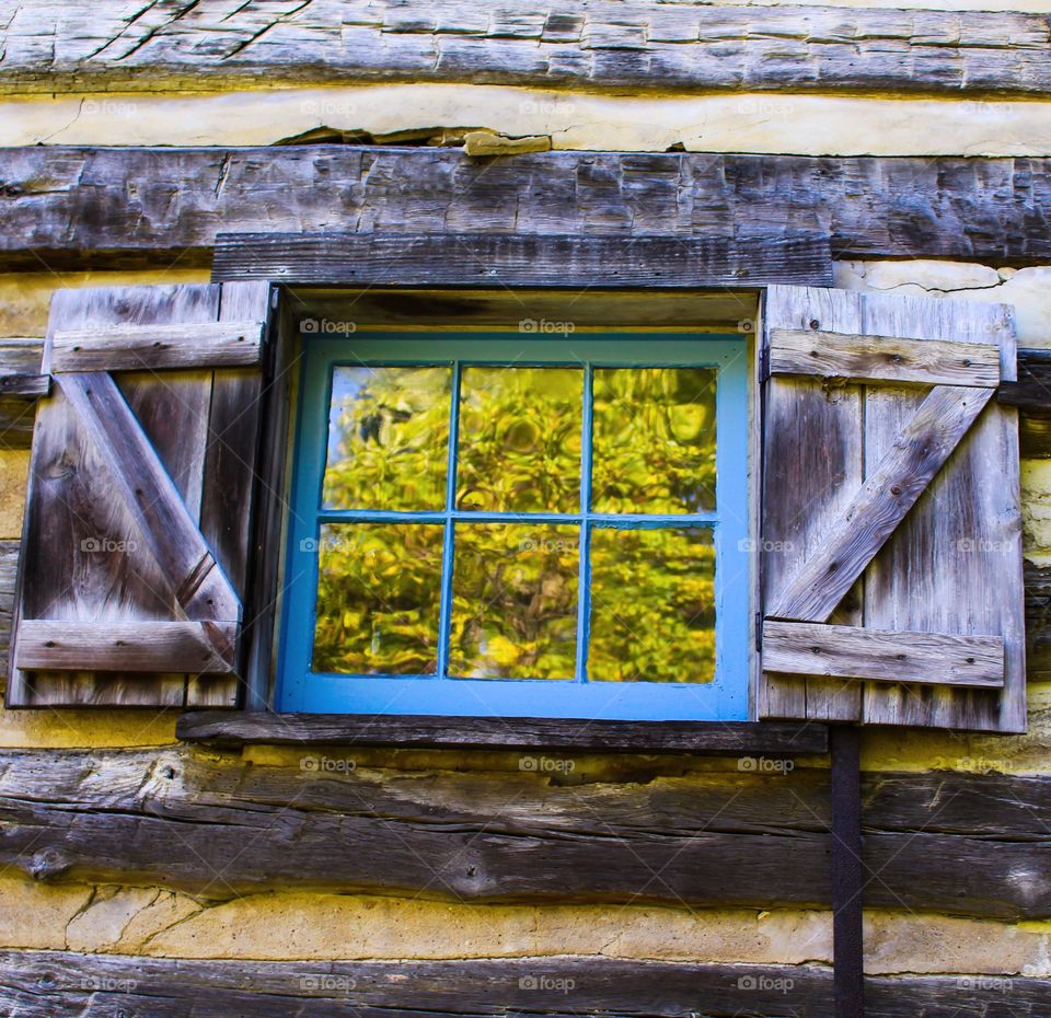 Old window of a house wall