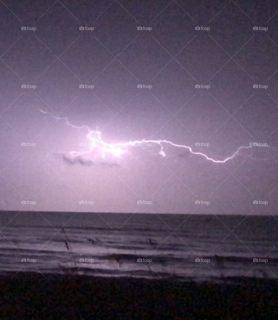 Lightning over the ocean