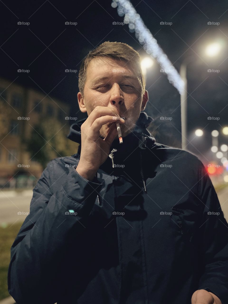 Man smoking in outdoors