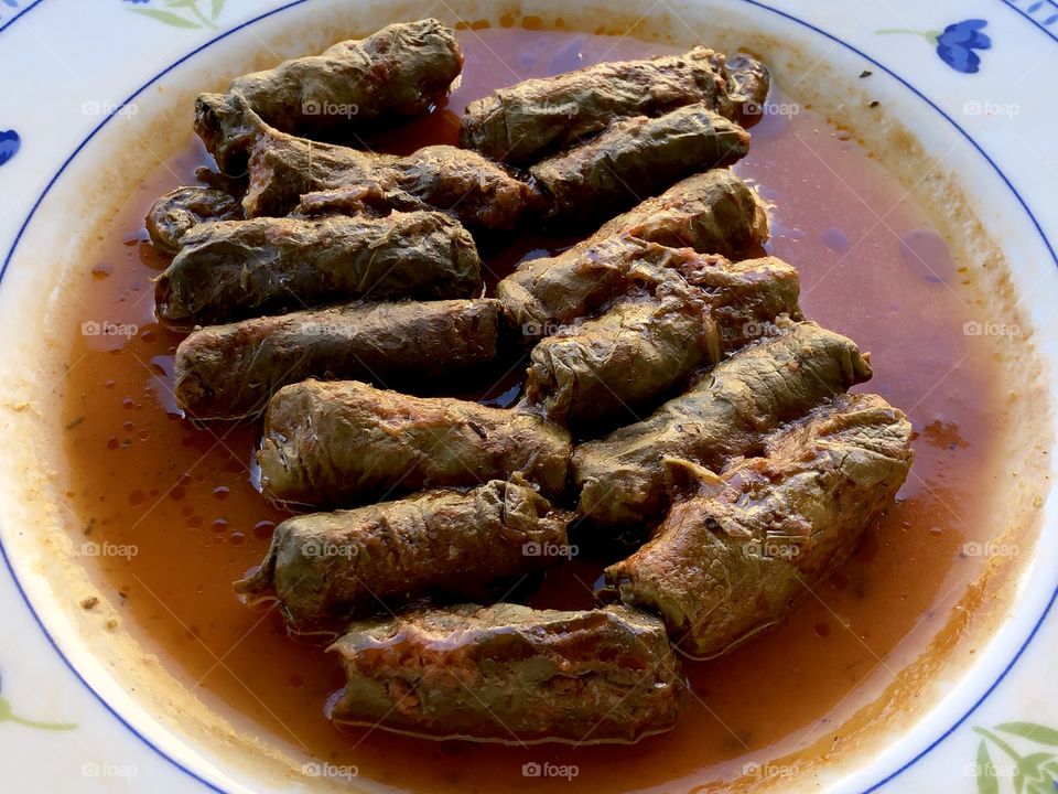 Stuffed Grape Leaves known as Sarmalute in foi de vita, traditional romanian dish