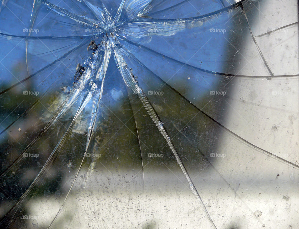 Close-up of  cracked glass in Berlin, Germany.