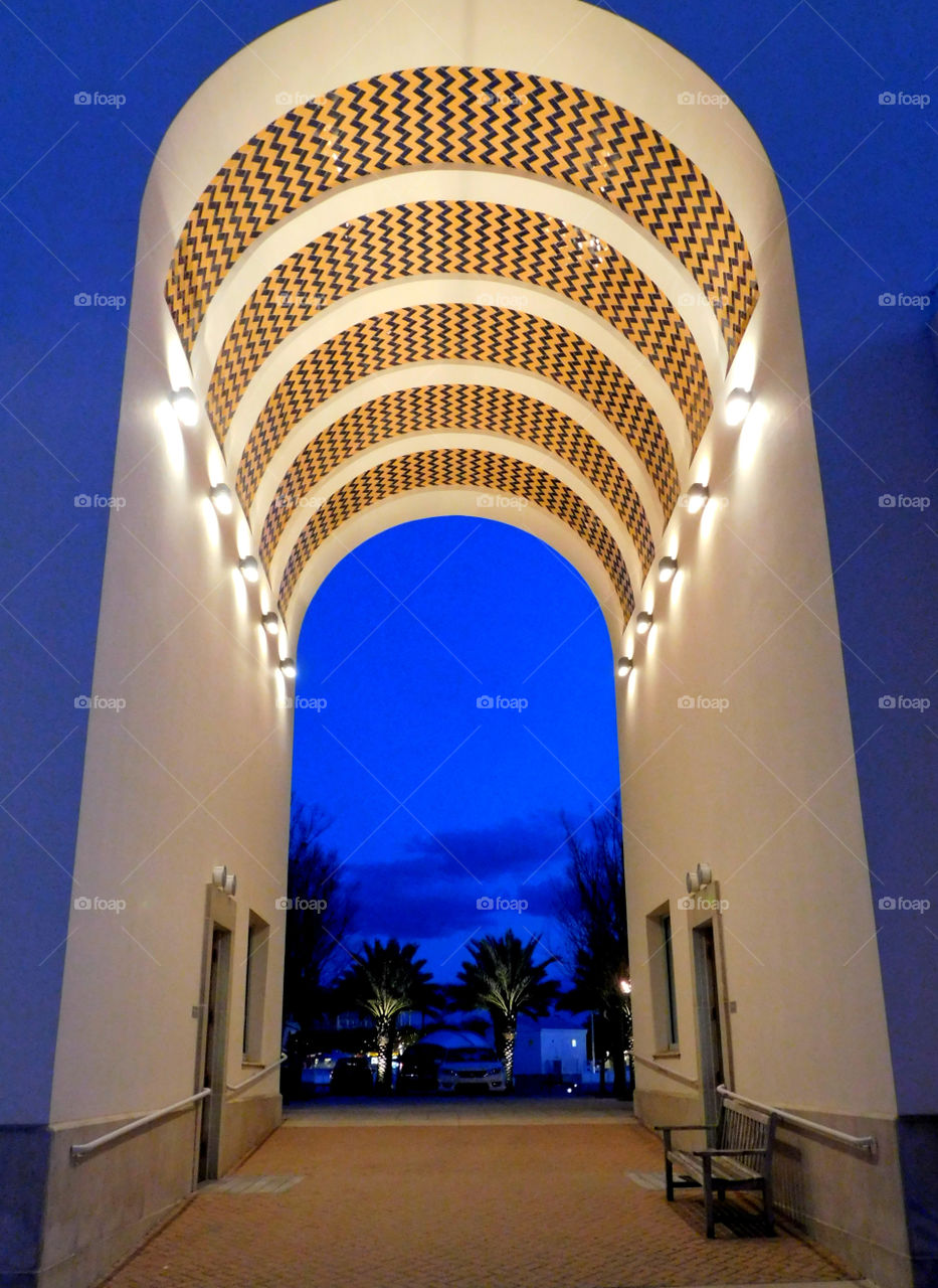 Walking into paradise! Lighted walkway to the sandy beach of the Gulf of Mexico - Florida!