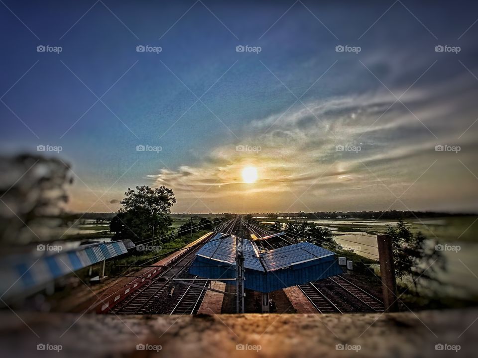 railway platform sunset