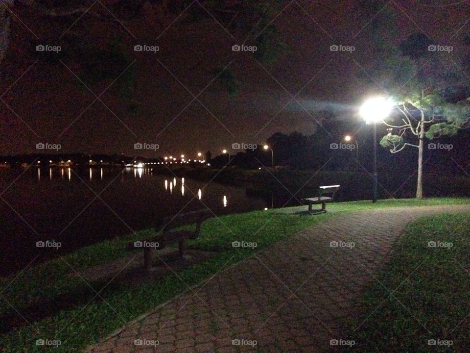 A walk at the park at night