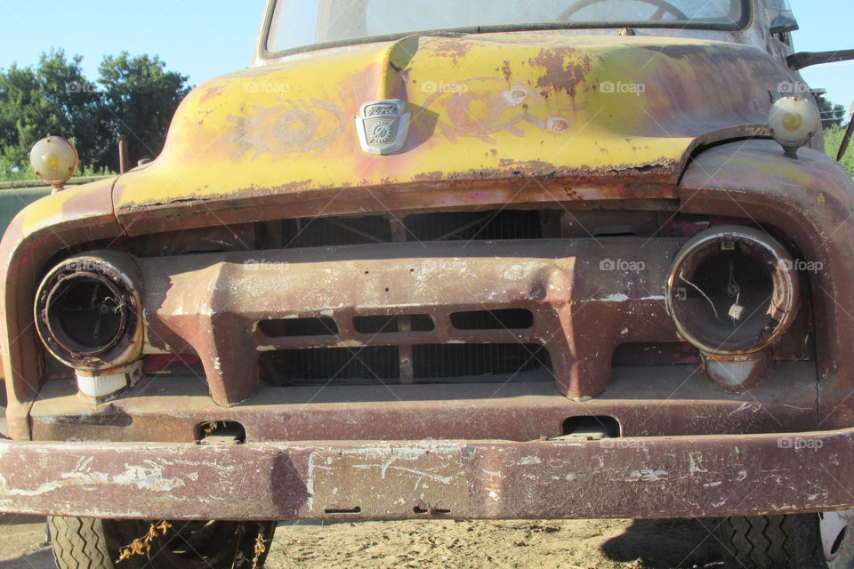 Front bumper of a. old Ford truck