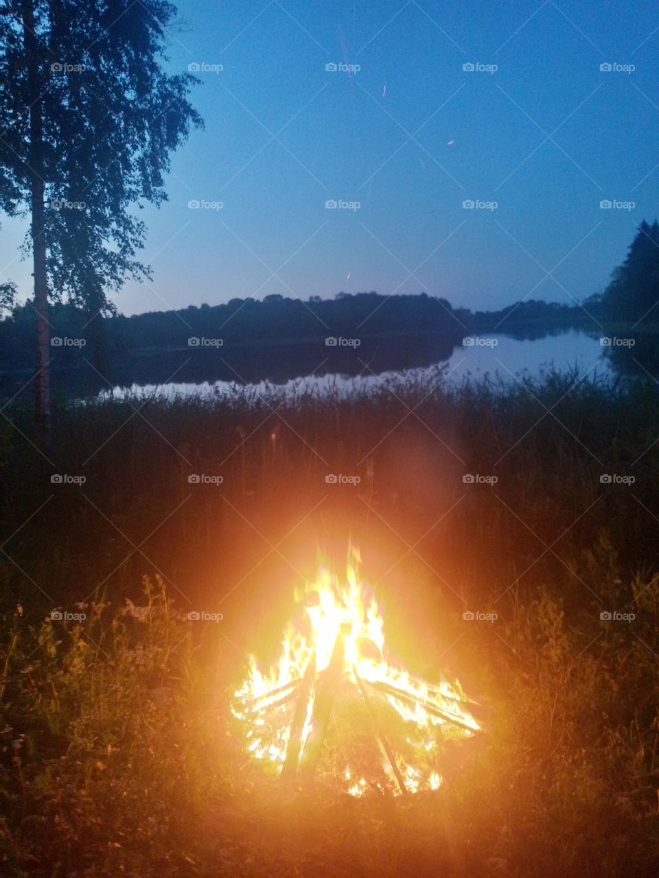 Midsummer night campfire