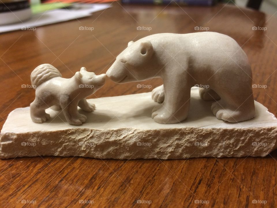 Fox and bear carving