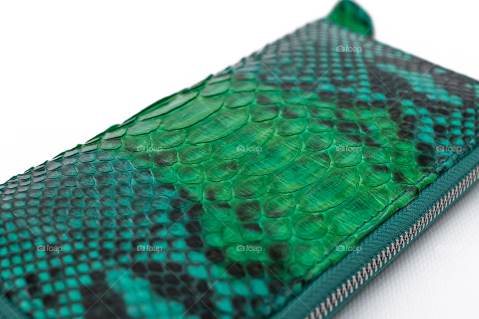 Python leather wallet.  Handwork.