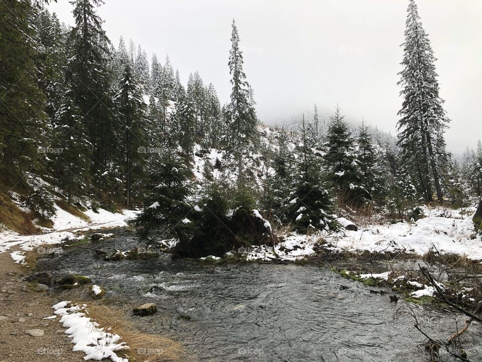 First snow in mountains 