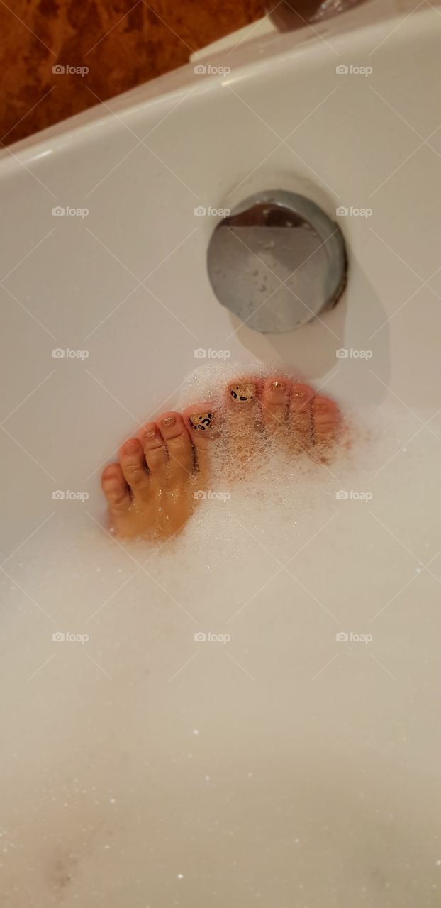 Feet in the foam