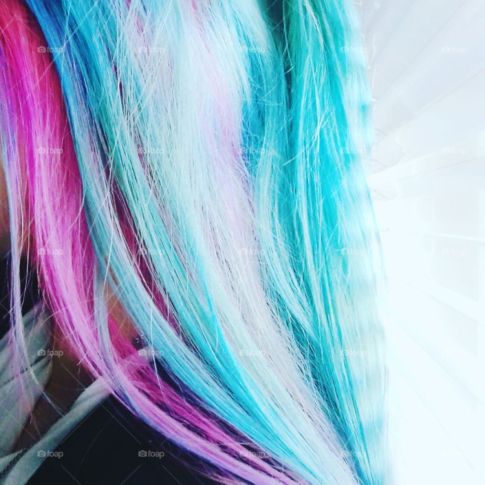 Blue pink hair
