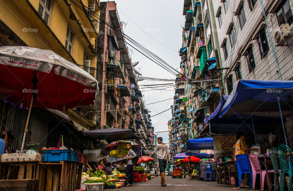 the streets of Yangon Myanmar Burma Southeast Asia