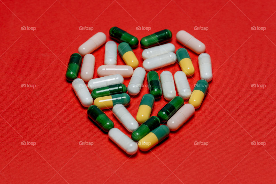 Heart shape made of pills