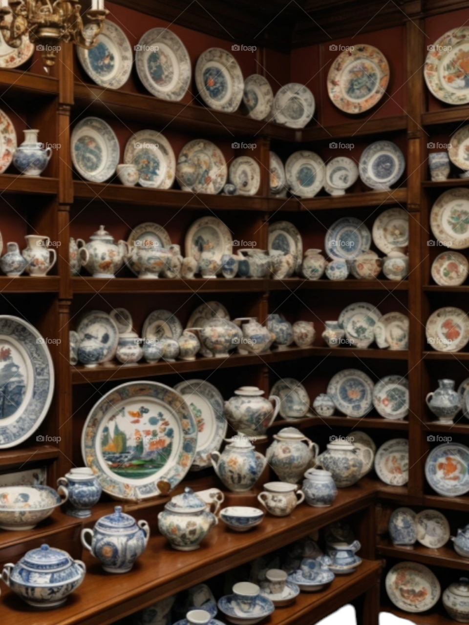 Porcelain  items on selves