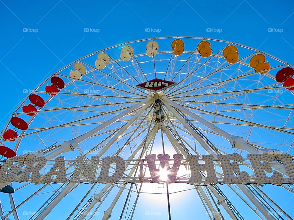 Close up of Ferris wheel.