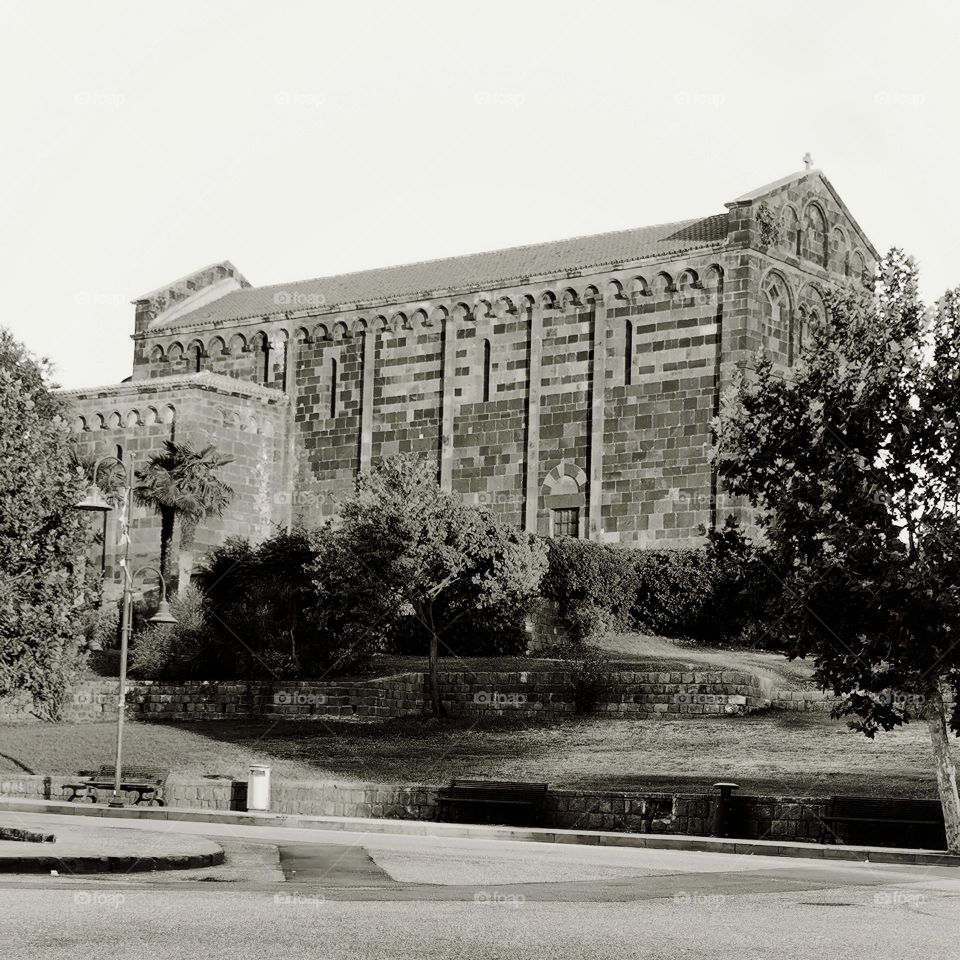 Black and white architecture. St Nicholas Church in Sardinia.