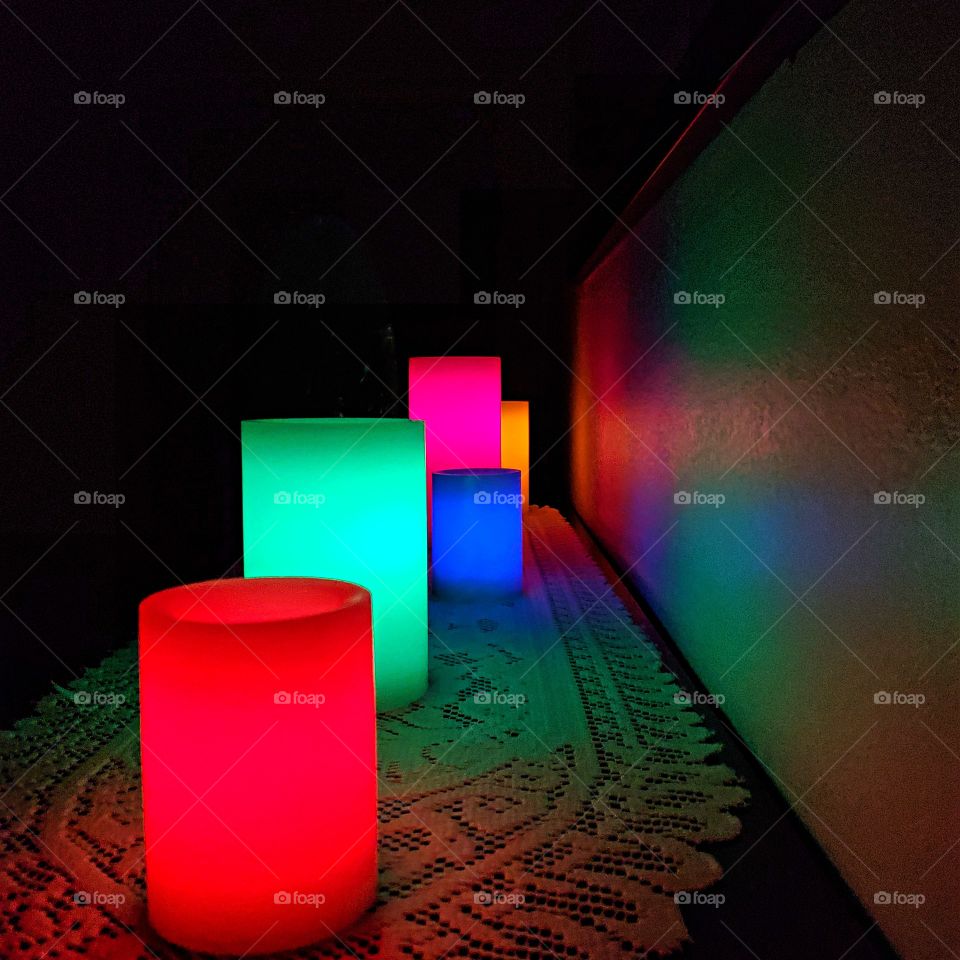 Multicolored Candles create a warm glow!
