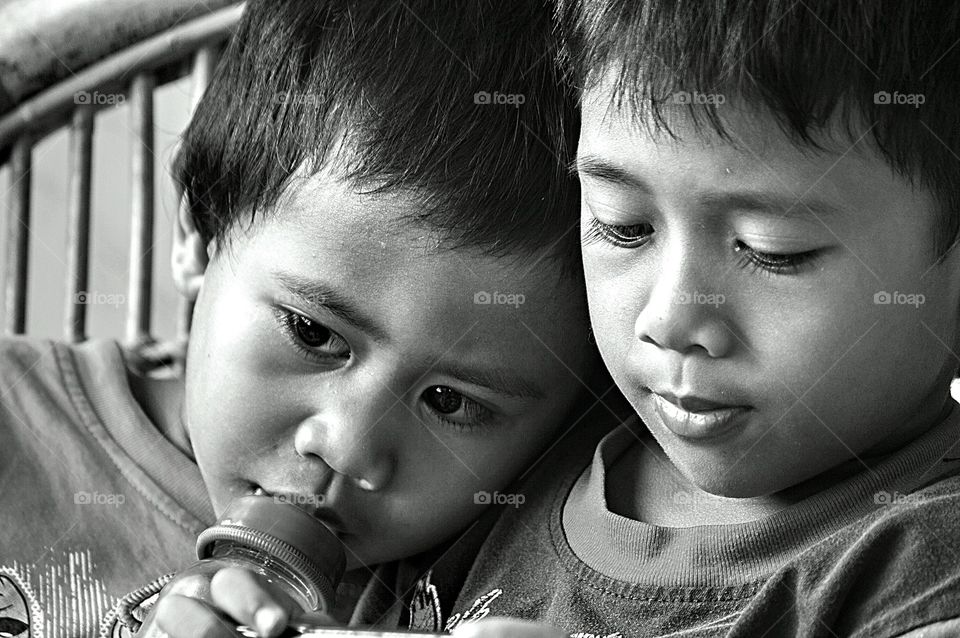 Portrait of two Asian boy