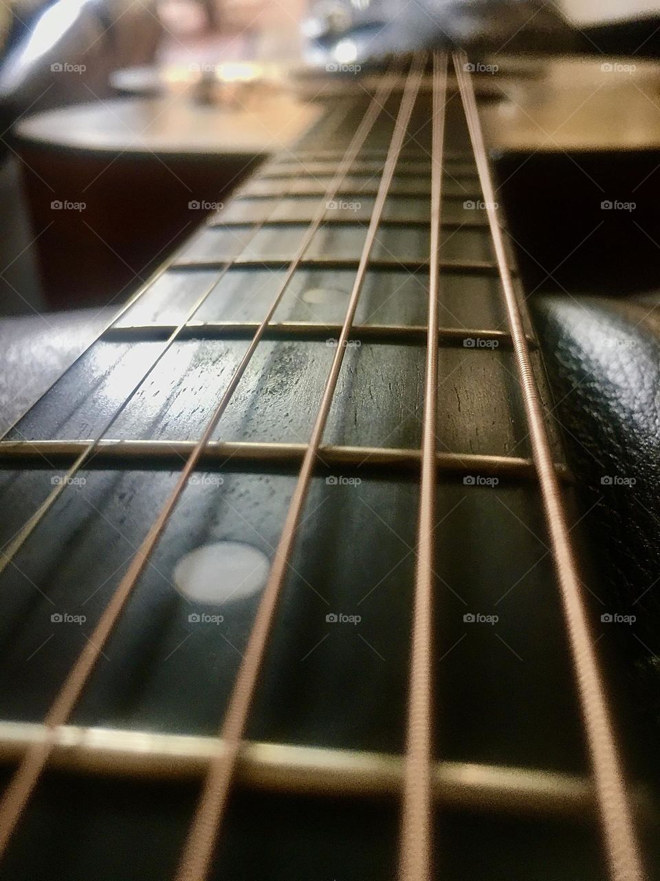 Guitar strings closeup 