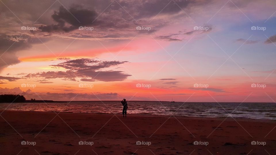 Sunset view of Mindil beach, Northern Territory of Australia