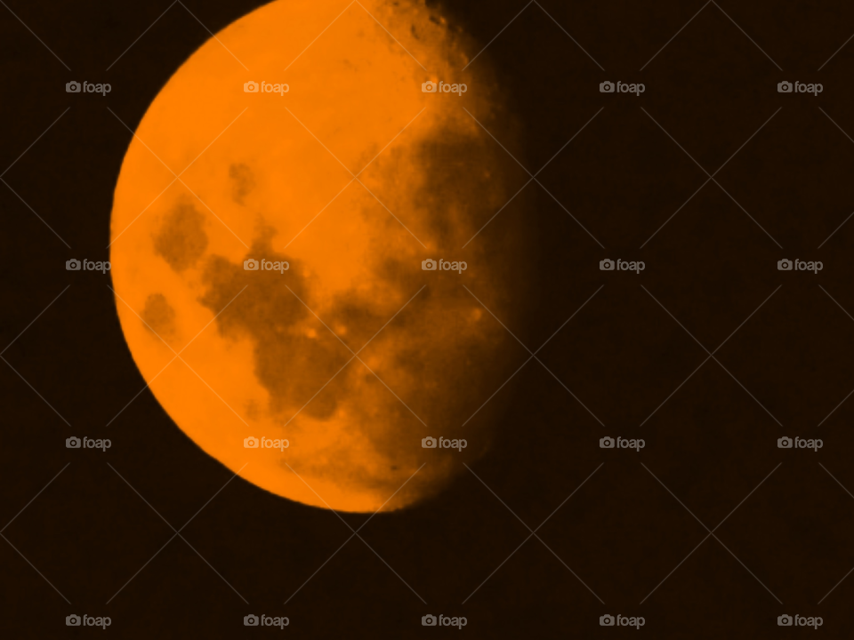 sky orange moon by lightanddrawing