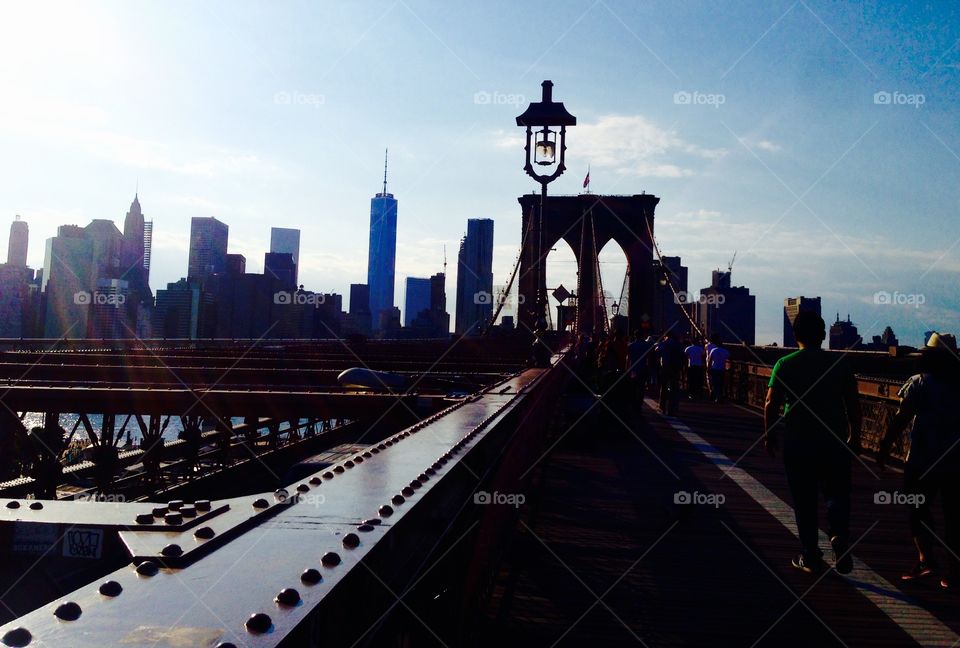 Walking Brooklyn bridge . Taken July 2015
