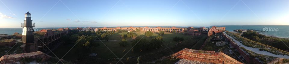 Inside Fort Jefferson. Inside port Jefferson about sunset in the dry Tortugas