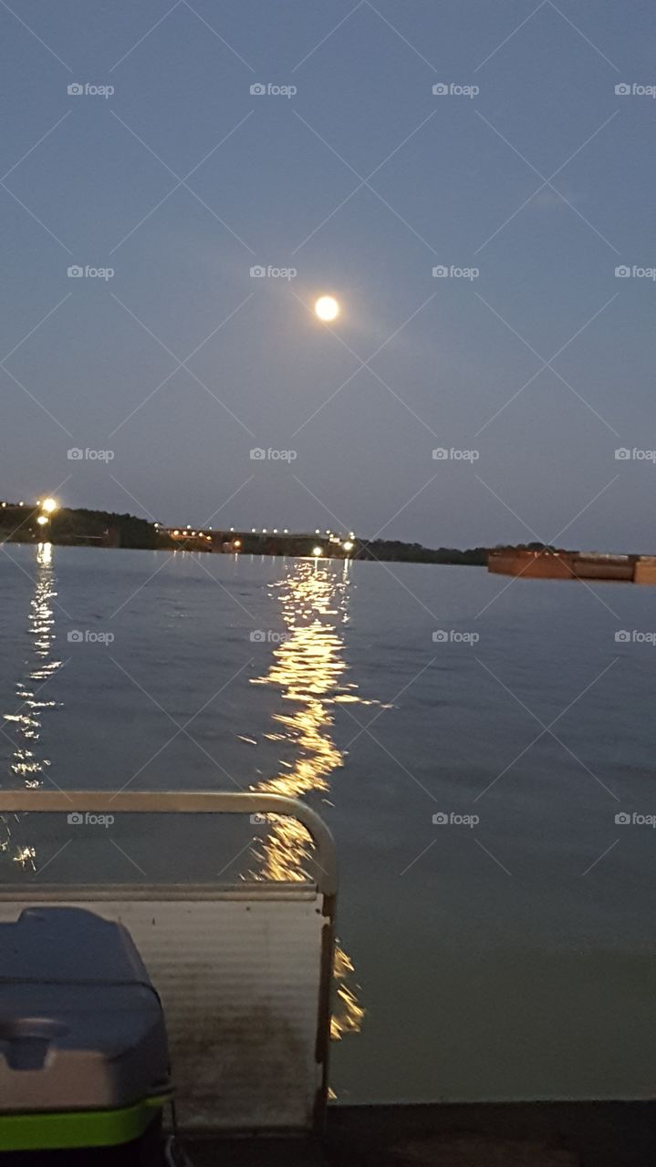 full moon over the river