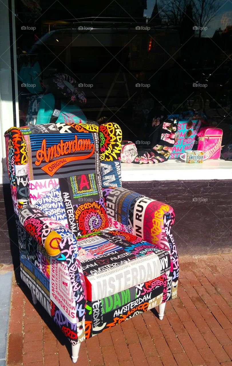Colorful patchwork armchair