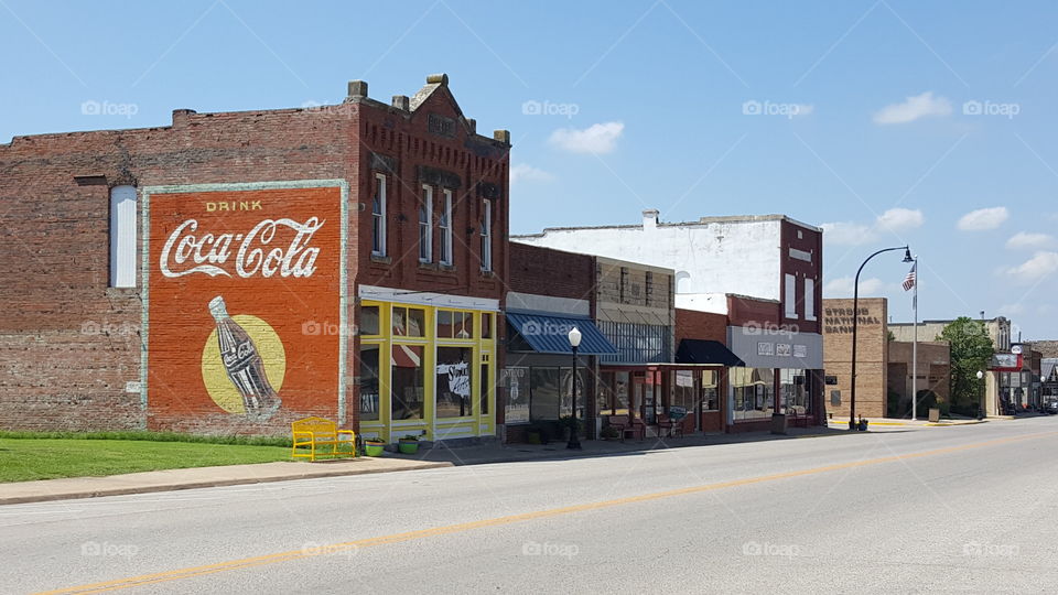 Coca-cola mural. Small town USA route 66.