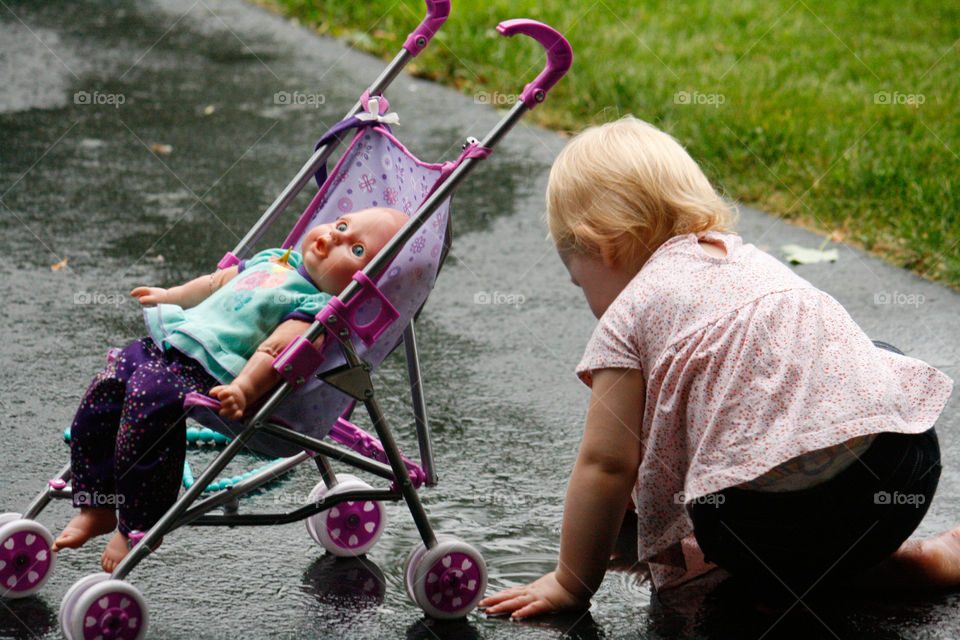 Puddles on a rainy day