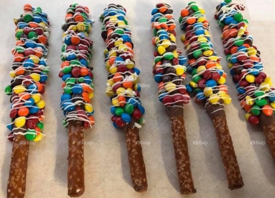 Chocolate candy covered pretzels