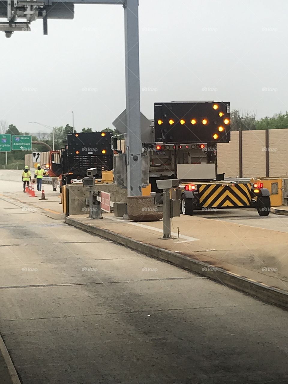 Road workers on duty