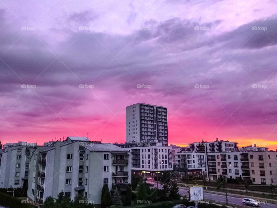 Sunset over Warsaw