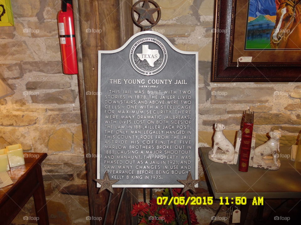Texas historical marker. This is a picture of a plaque that gives historical facts about young County in Graham Texas