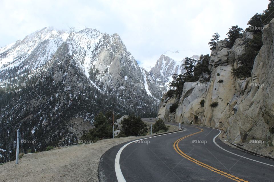 Whitney Portal Rd. Going towards Mt. Whitney in the Sierra Nevada range of California