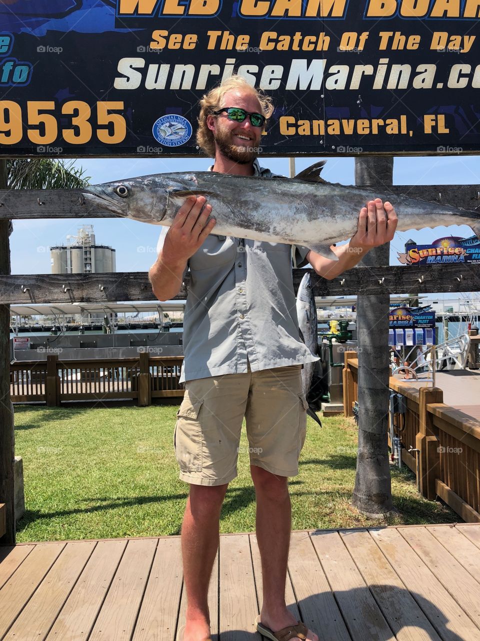 Cocoa beach Florida off shore deep sea fishing for king mackerel! Check out this catch of the day 