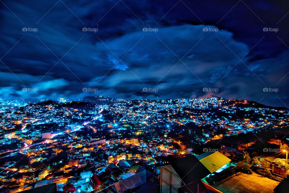 blue sky on a cloudy night