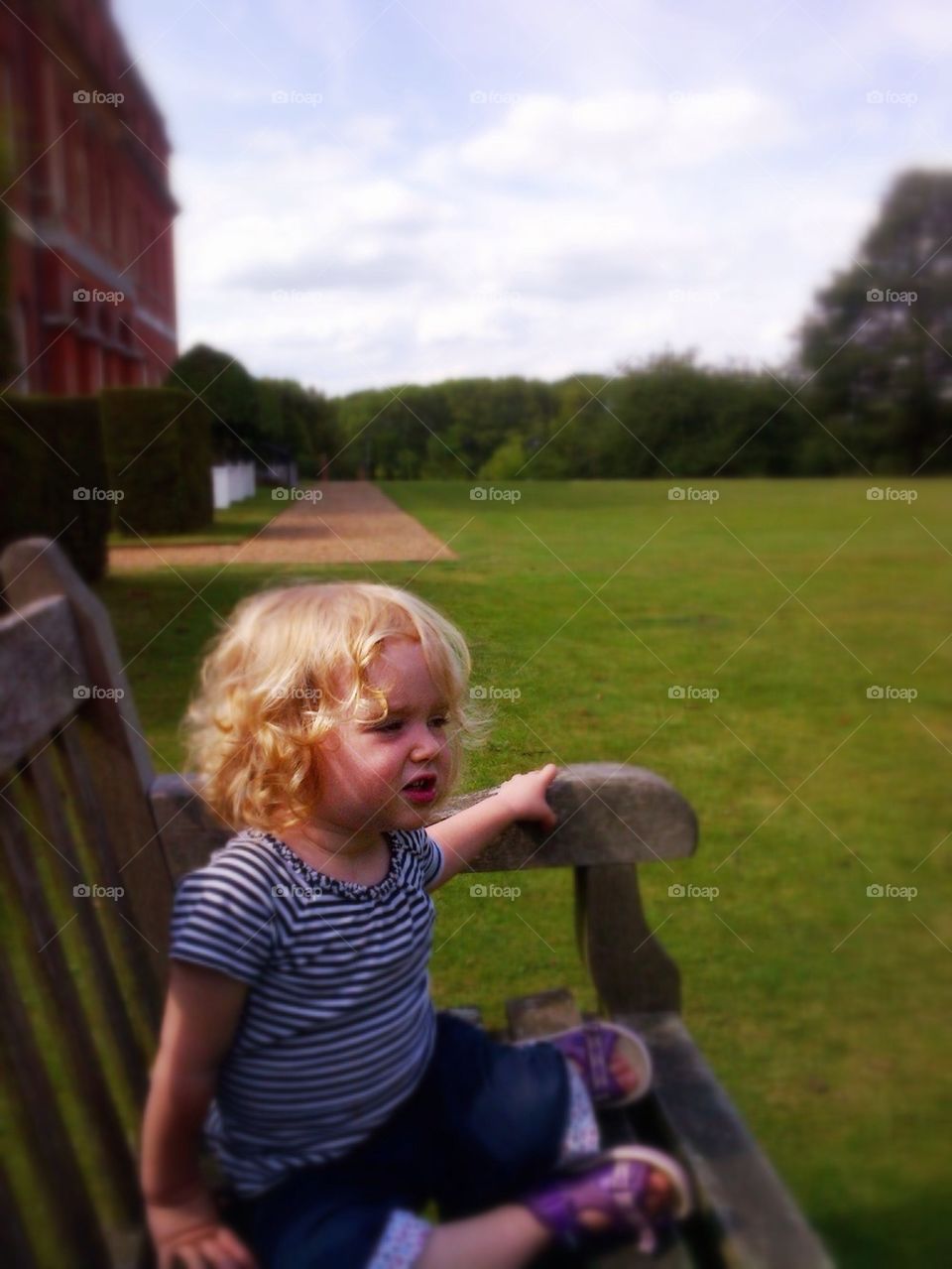 Toddler enjoying a summer's day in Surrey.