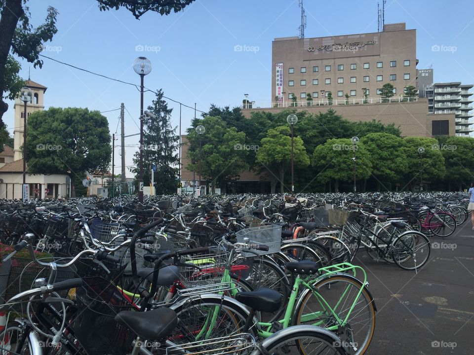 Bicycles. Bicycles in Fukaya Station